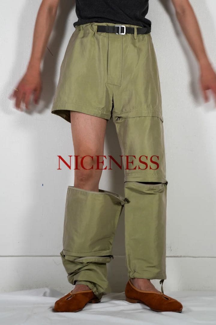 NICENESS HALSEY リネンポリ ベルテッドパンツ 丈調整可
