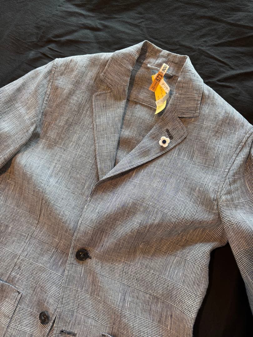 LARDINI AMAJ ミックスファブリック グレンチェック シャツジャケット