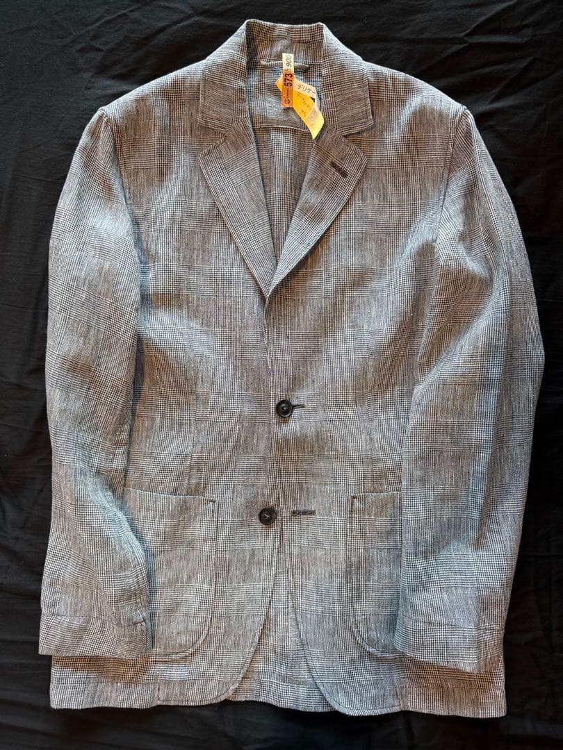 LARDINI AMAJ ミックスファブリック グレンチェック シャツジャケット