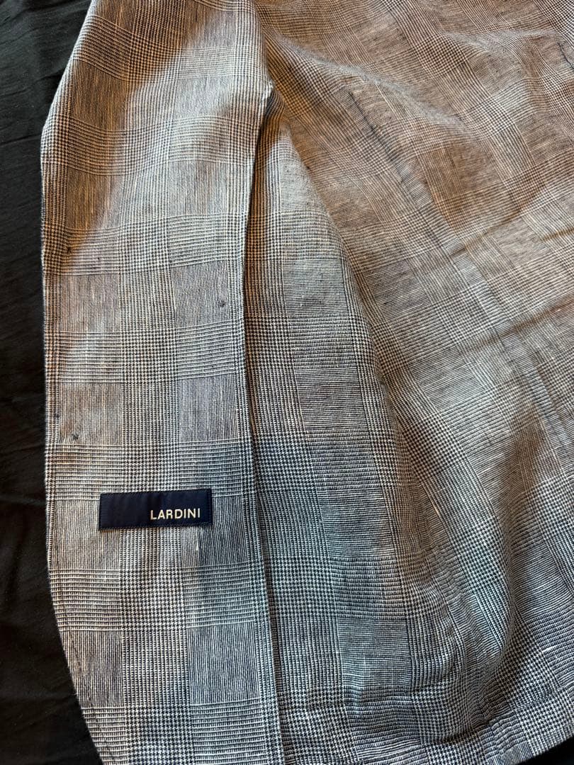 LARDINI AMAJ ミックスファブリック グレンチェック シャツジャケット
