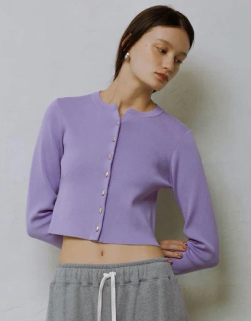 美品　ADAM ET ROPÉ FEMME クルーネックニットカーディガン