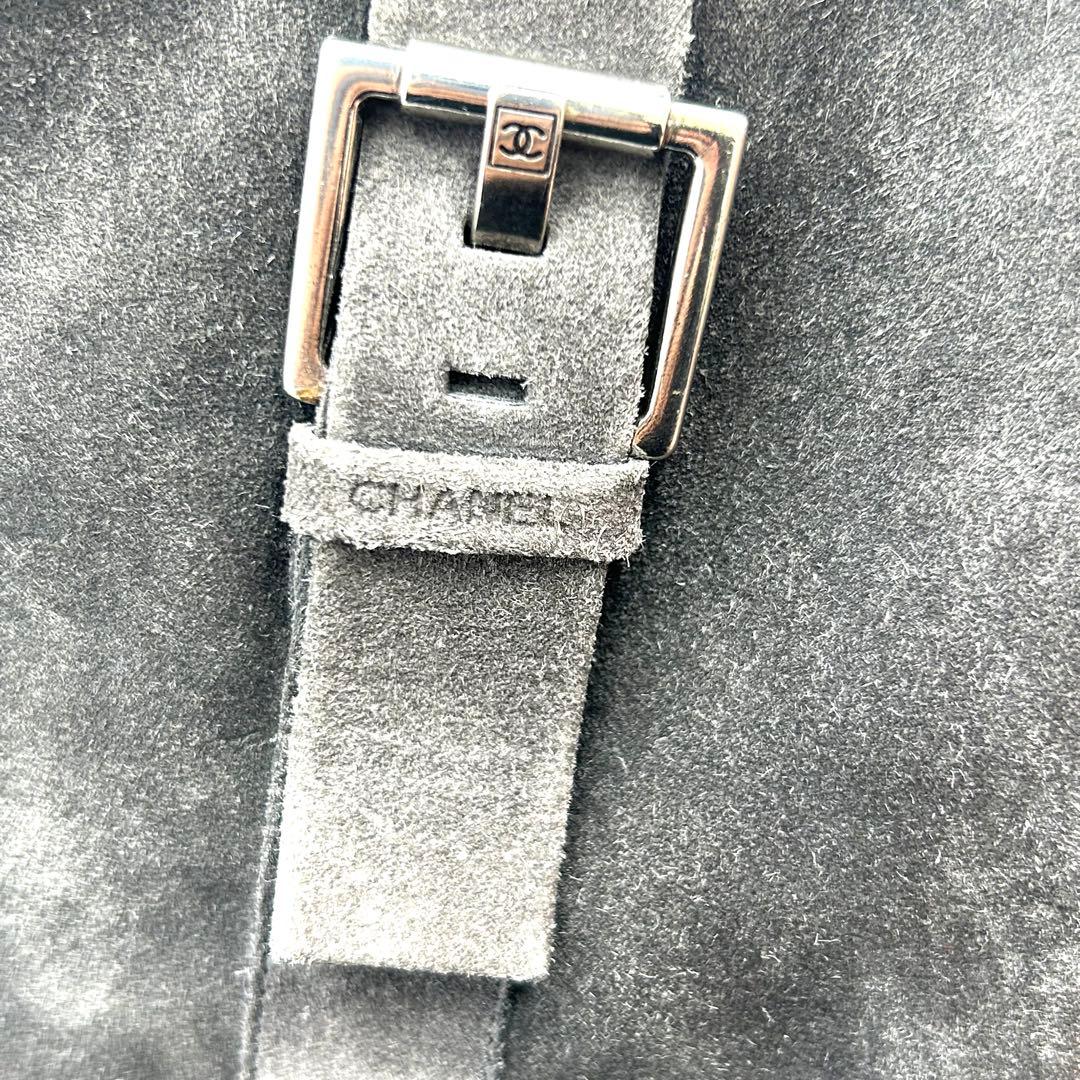 CHANEL シャネル ブーツ スエード グレー ベルト