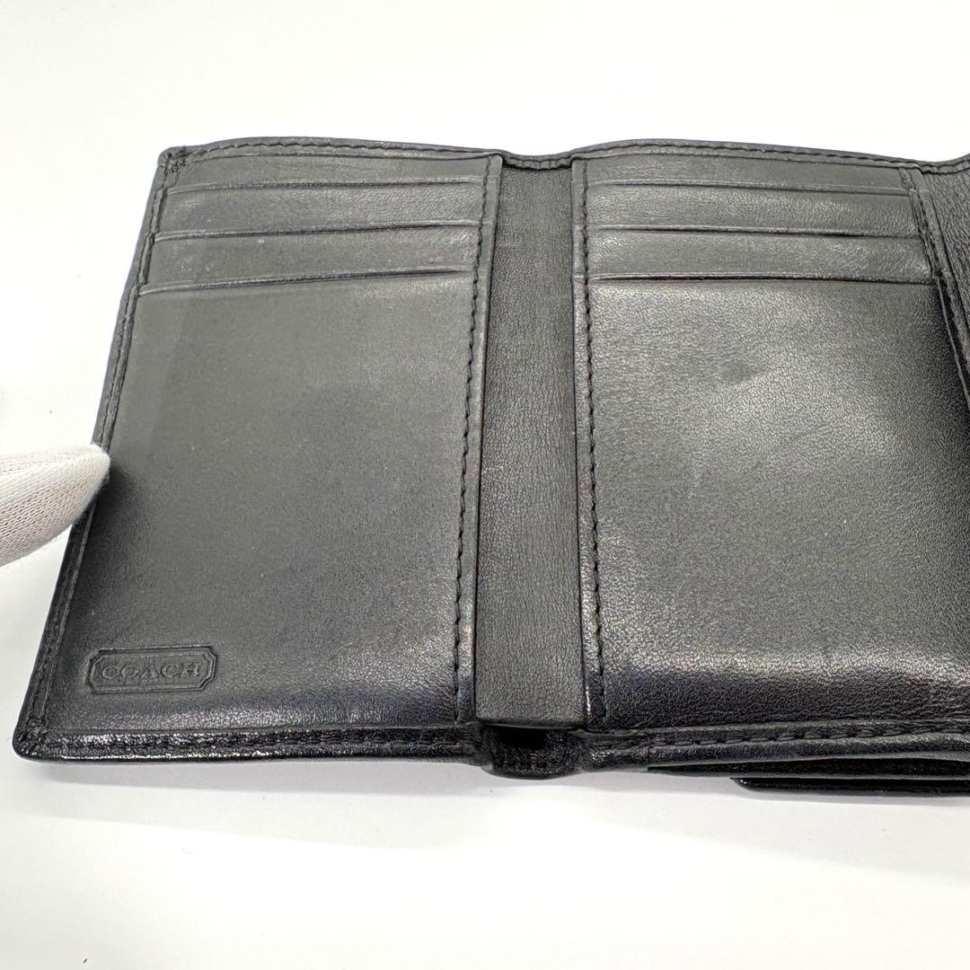 コーチ　coach 三つ折り財布ソーホー　シグネチャーブラックキャンバスレザー