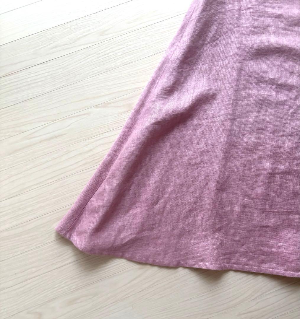 Plage 麻フレアスカートダスティピンク 上品 美品