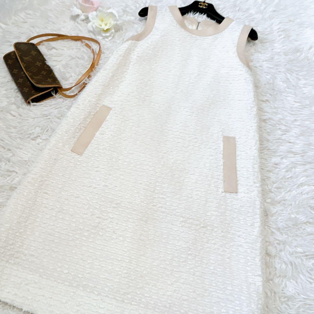 美品✨FOXEY フォクシーワンピース Coquilleピーチ 40 ホワイト