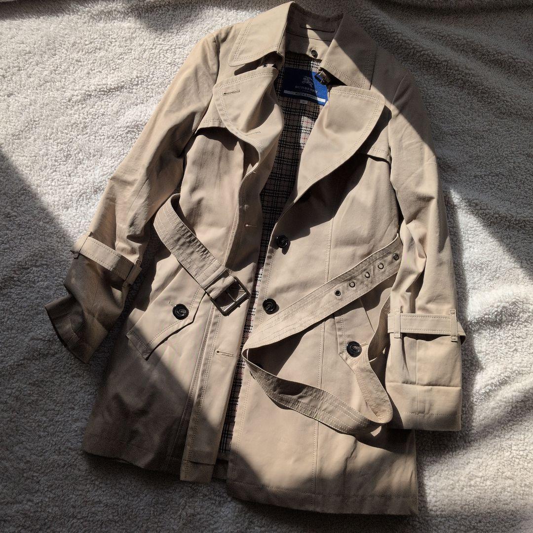 極美品　バーバリーブルーレーベル トレンチコートノバチェック 40 ベージュ