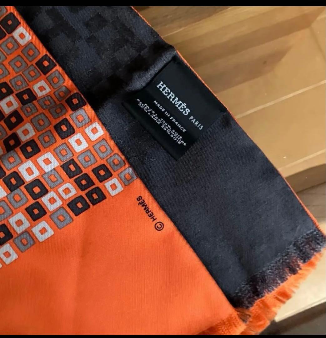 HERMES マルジェラ期シルクカシミアリバーシブルストール H柄