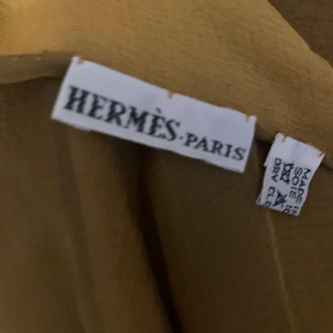 ⭐️HERMESイエローストール Hロゴ入り フリンジ付きリバーシブル❗️⭐️