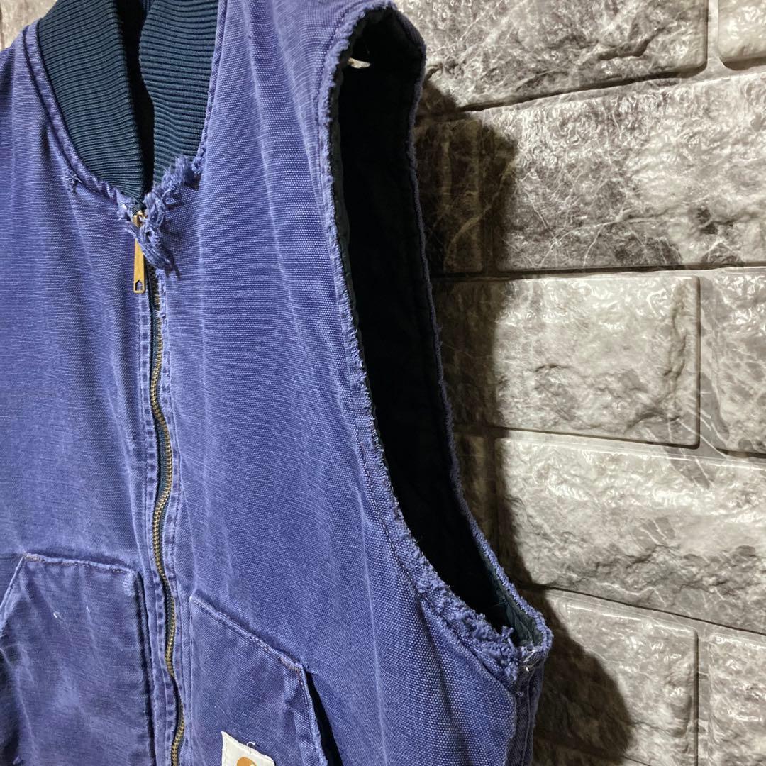 CARHARTT ダックベスト 紺 M フェード カーハート USA製 腰ゴム