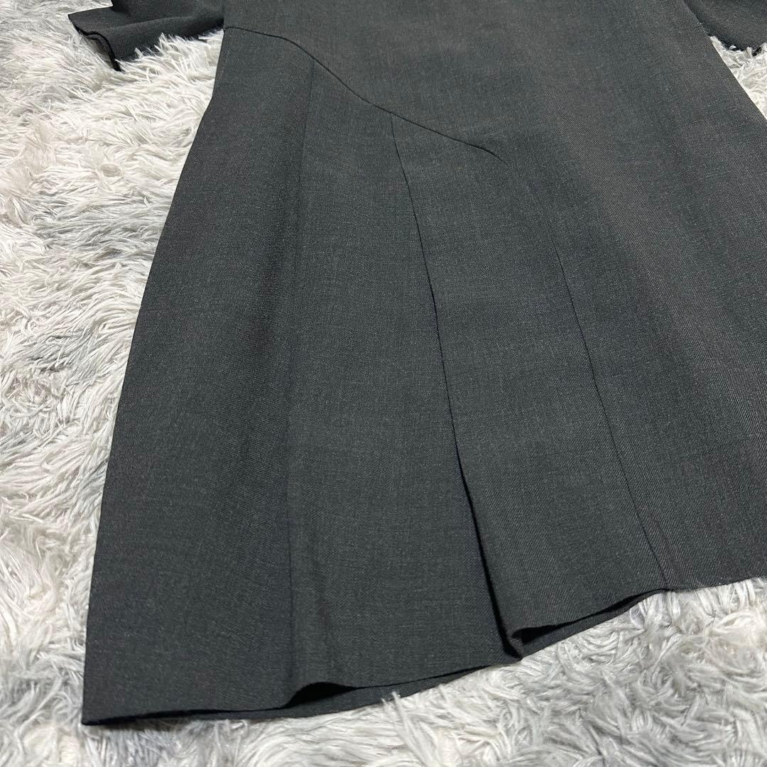 【クラスラウンジ】ワンピース グレー M ミモレ丈 アシメ 毛100%【美品】