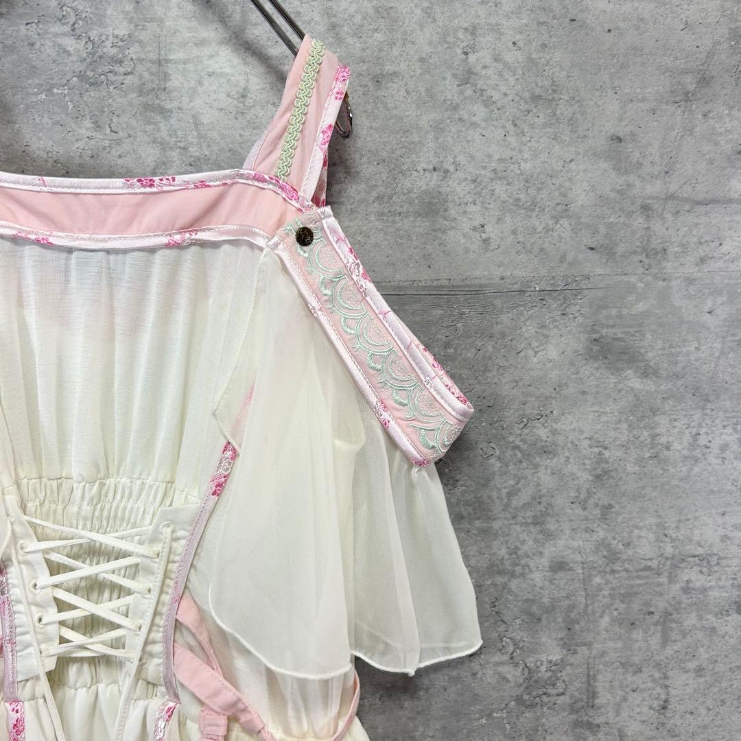 2点セット　OZZ ONESTE 流水羽衣天女ワンピース フリル 和柄 刺繍