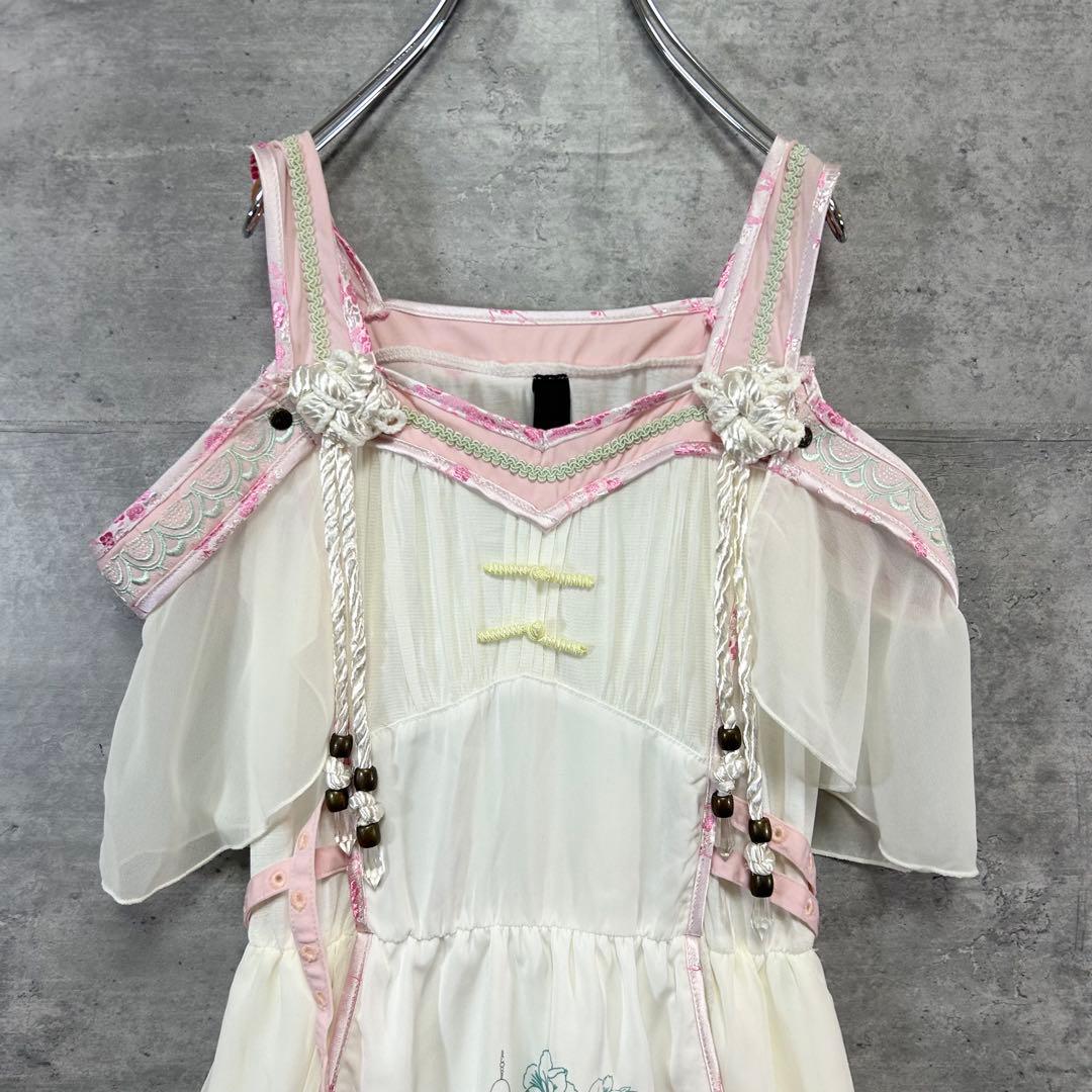 2点セット　OZZ ONESTE 流水羽衣天女ワンピース フリル 和柄 刺繍