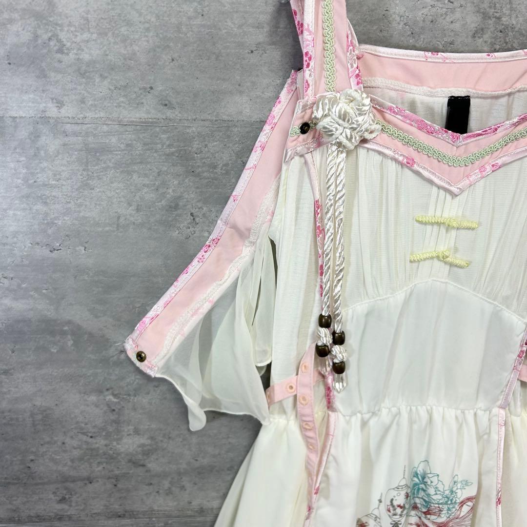 2点セット　OZZ ONESTE 流水羽衣天女ワンピース フリル 和柄 刺繍