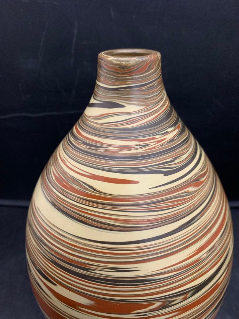 常滑焼 陶雄作 練込 花入　壺　花器