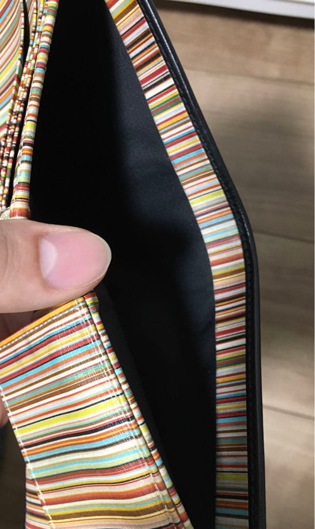 Paul Smith 折り財布 黒 ストライプ