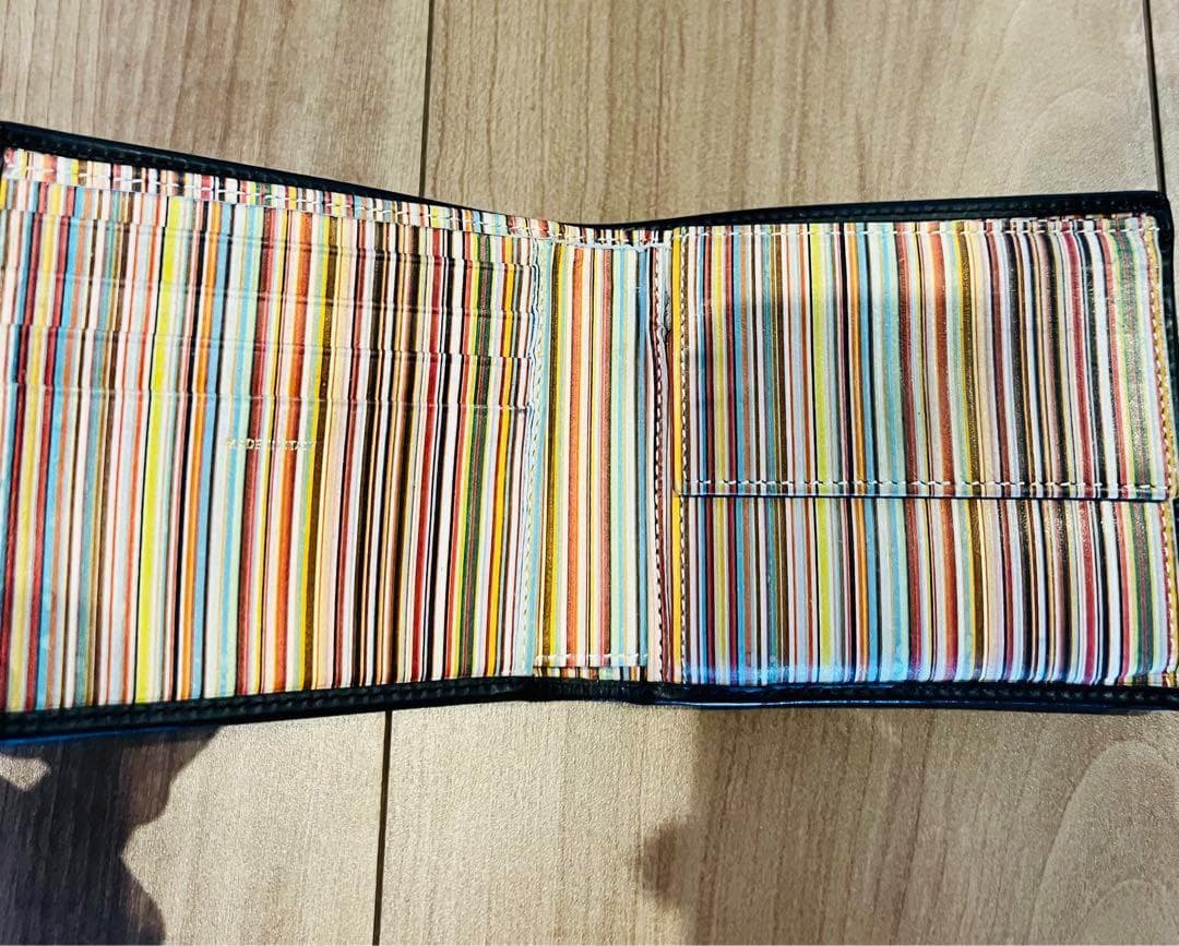 Paul Smith 折り財布 黒 ストライプ