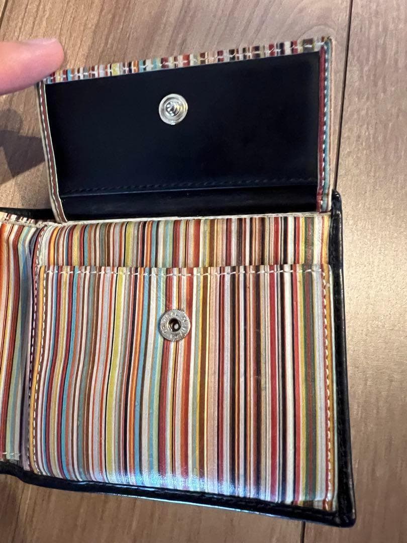 Paul Smith 折り財布 黒 ストライプ