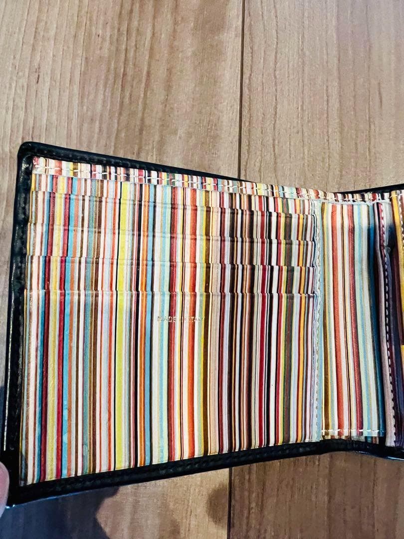 Paul Smith 折り財布 黒 ストライプ
