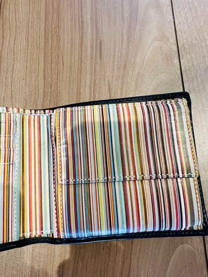 Paul Smith 折り財布 黒 ストライプ