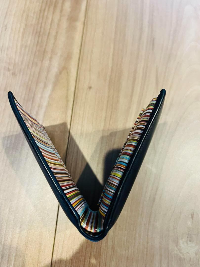 Paul Smith 折り財布 黒 ストライプ