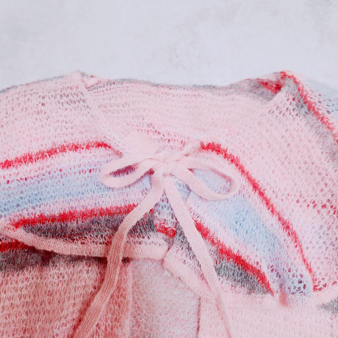 poppy あさぎーにょさん LOW GAUGE BORDER KNIT ピンク