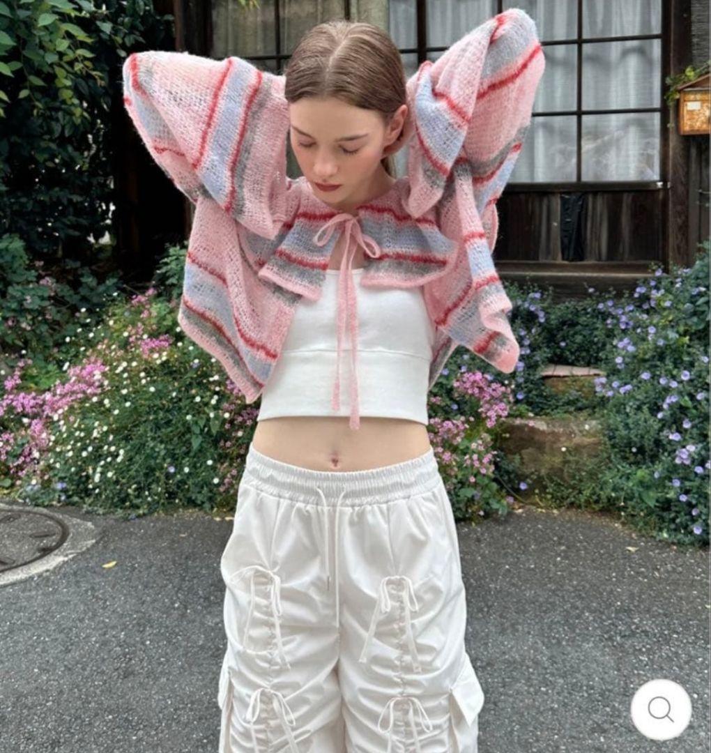 poppy あさぎーにょさん LOW GAUGE BORDER KNIT ピンク