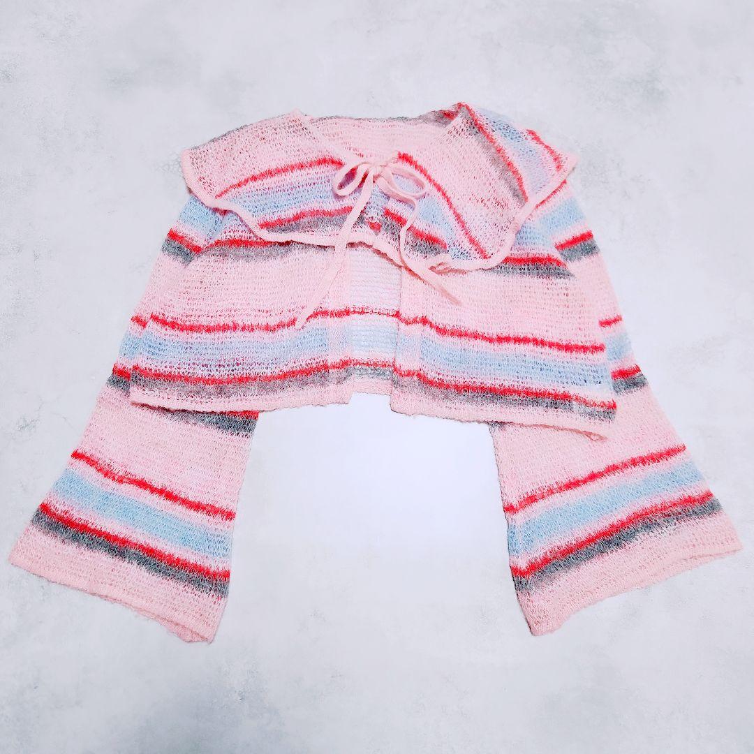 poppy あさぎーにょさん LOW GAUGE BORDER KNIT ピンク
