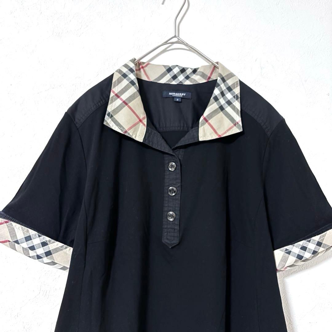 BURBERRY LONDON ポロシャツ　ノバチェック　ホース刺繍　黒　2XL
