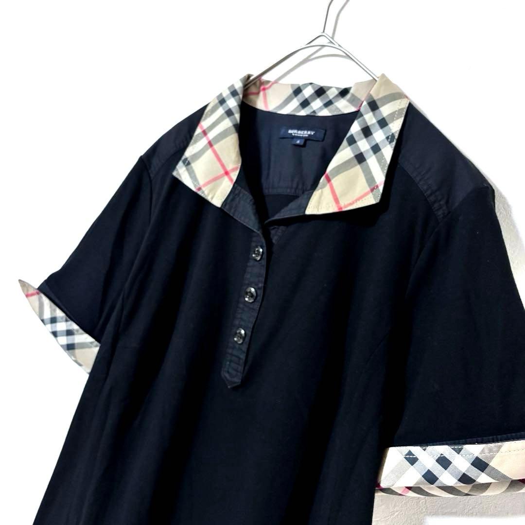 BURBERRY LONDON ポロシャツ　ノバチェック　ホース刺繍　黒　2XL