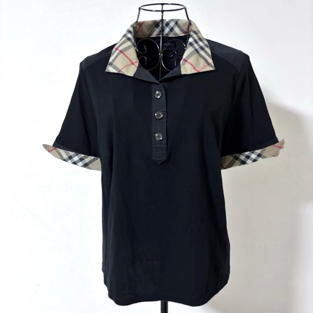 BURBERRY LONDON ポロシャツ　ノバチェック　ホース刺繍　黒　2XL