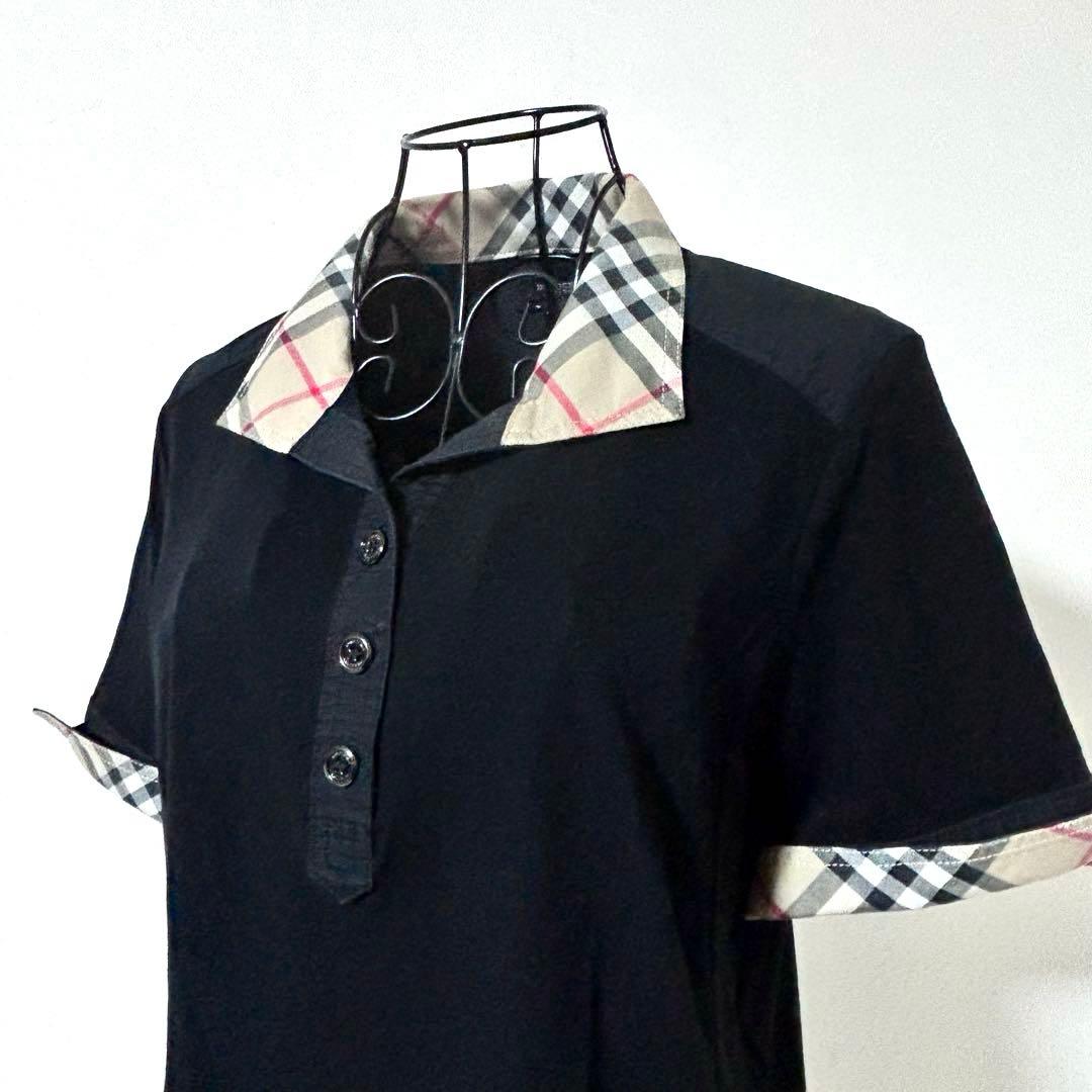 BURBERRY LONDON ポロシャツ　ノバチェック　ホース刺繍　黒　2XL
