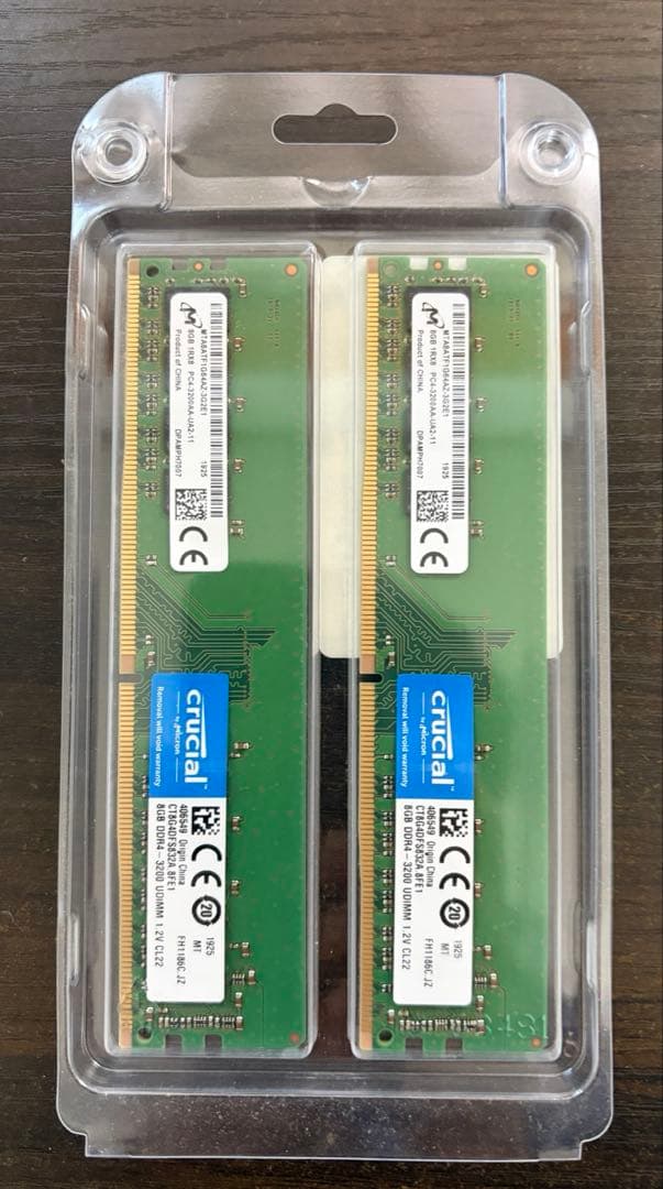 メモリー、16GB(2X8GB)、DDR4-3200、crucial、未開封新品