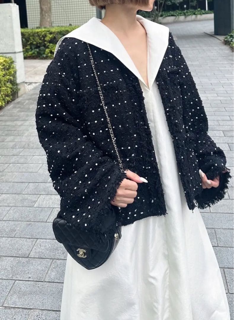 Cygne ツイードカーディガン vonne