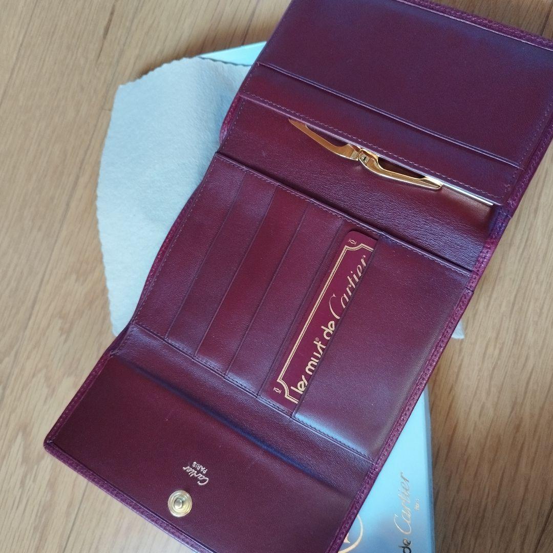 Cartier バーガンディ 三つ折り財布 美品