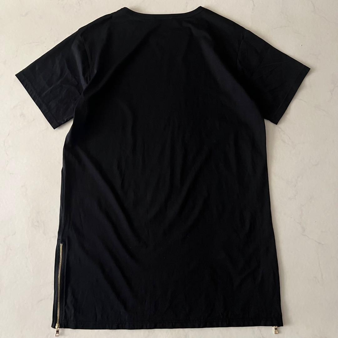 BALMAN Tシャツ XLサイズ 黒 ブラック サイドジップ 近年 現行モデル
