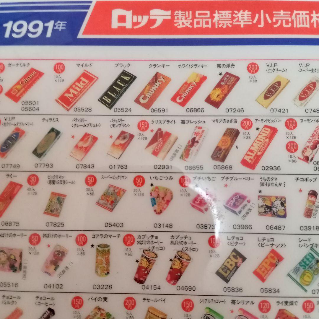 【昭和レトロ】1991年ロッテ製品標準小売価格表下敷き　5枚