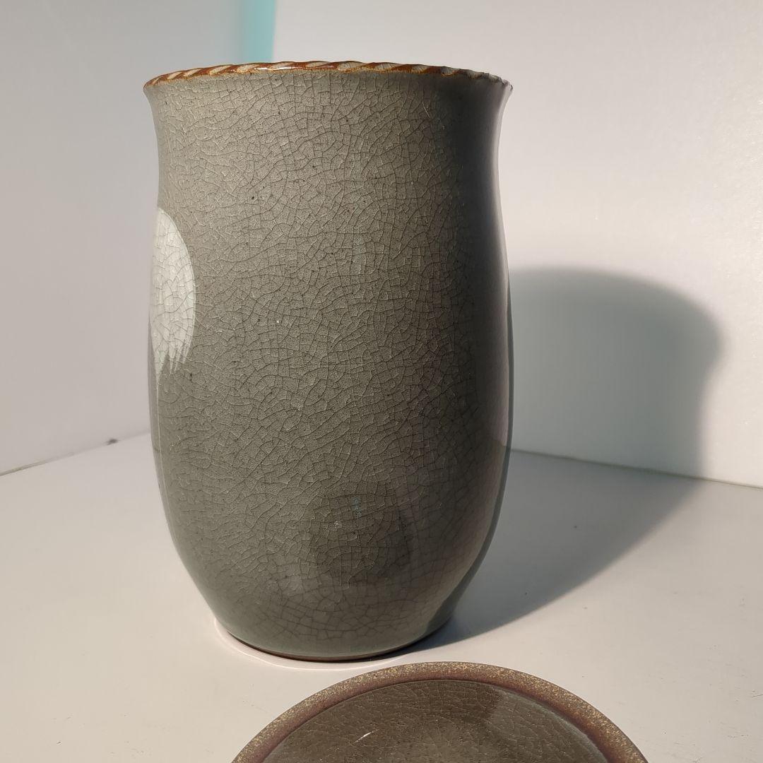美品　水指　陶器　鶴　茶道具