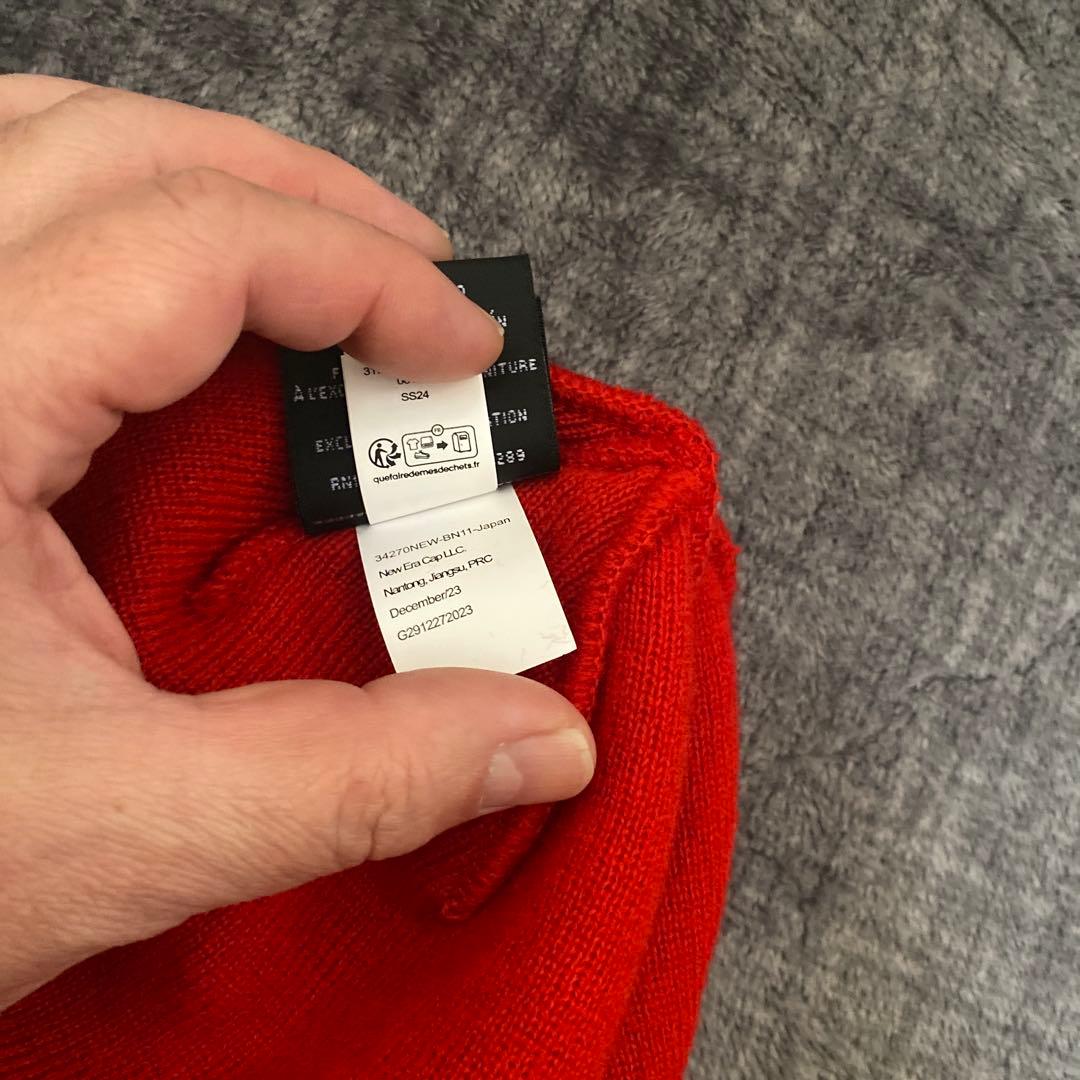 赤 ニット帽 $マーク Supreme