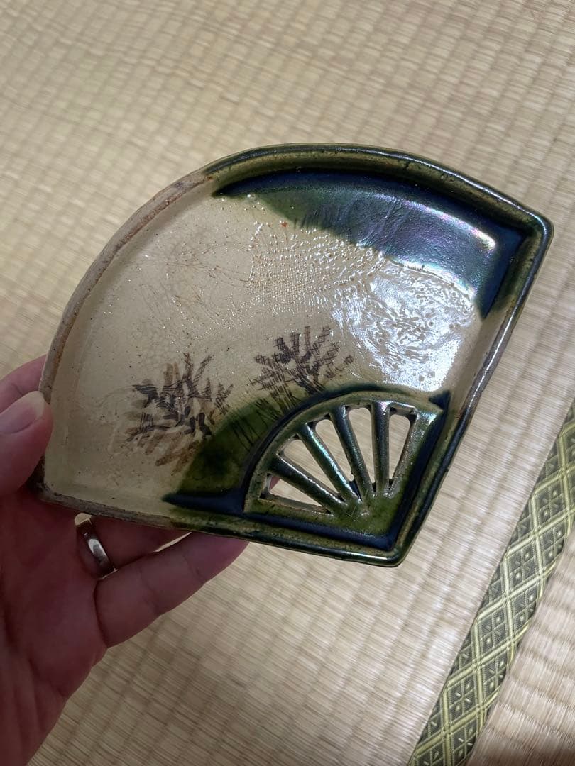 歳末セール　最終値下げ　時代織部　扇向付　松の絵　懐石　会席　茶道