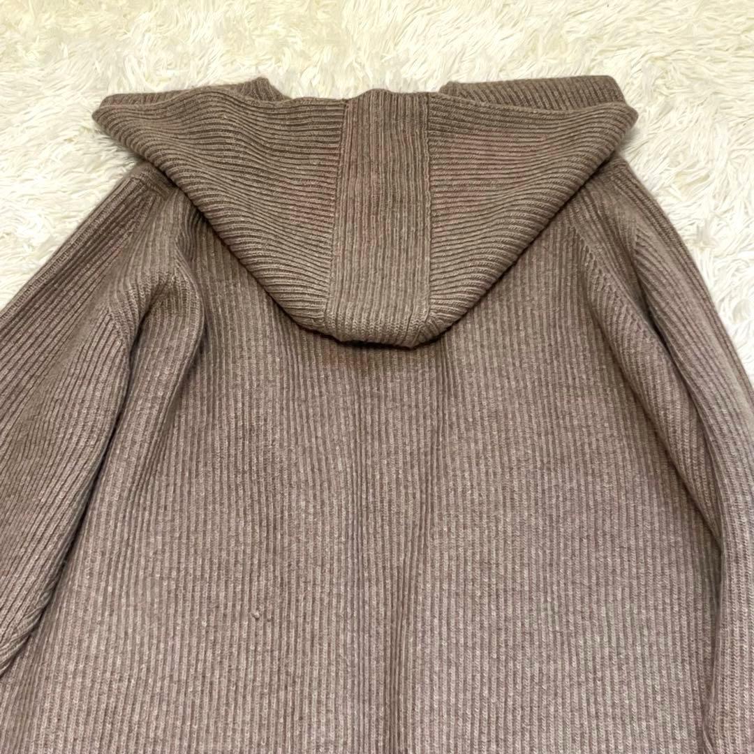 美品　カシミヤ100% ロングカーディガン　フード　ベージュ　M SCOSSA