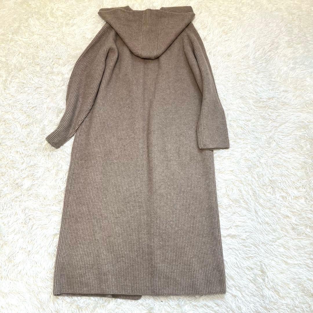 美品　カシミヤ100% ロングカーディガン　フード　ベージュ　M SCOSSA