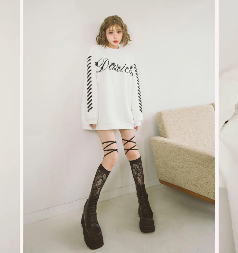 新品未開封 Darich ダーリッチ レースハイソックス 黒 ブラック F
