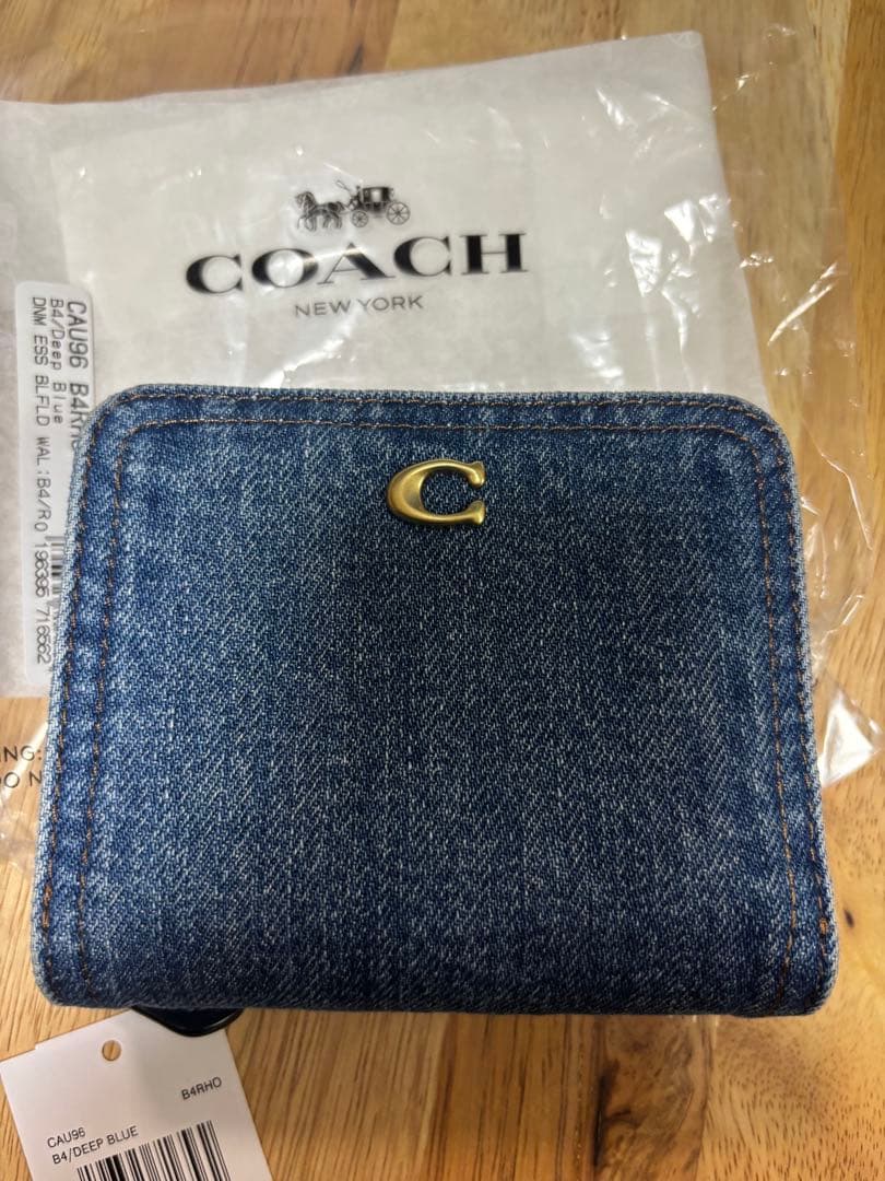 美品 COACH エッセンシャル デニム ビルフォールド ウォレット 2025年