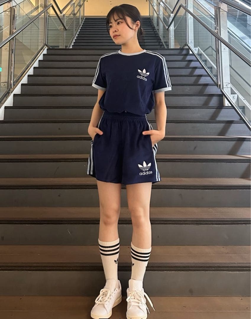 adidas アディダス テリー スリーストライプス 半袖Tシャツ パイル地 M