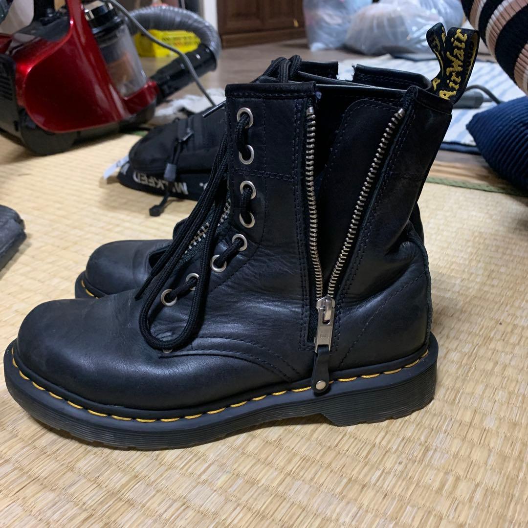 Dr.martinsブラックレザー ジッパーブーツ
