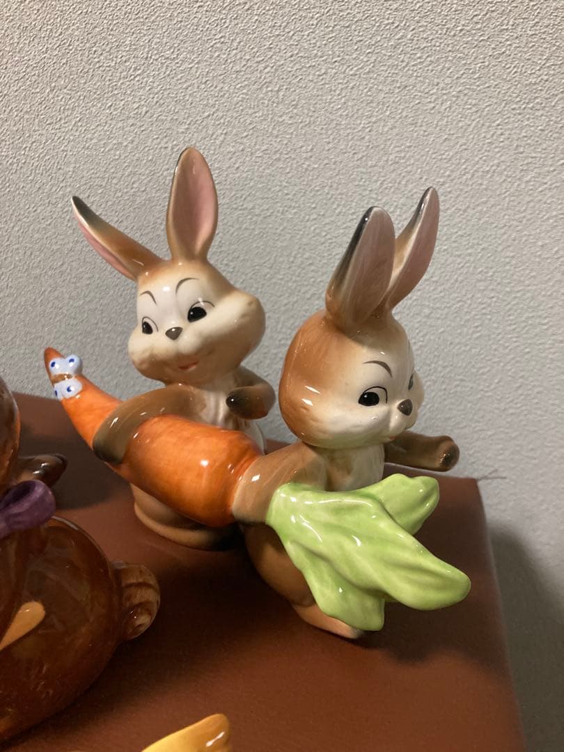 春のウサギ陶器フィギュアセット
