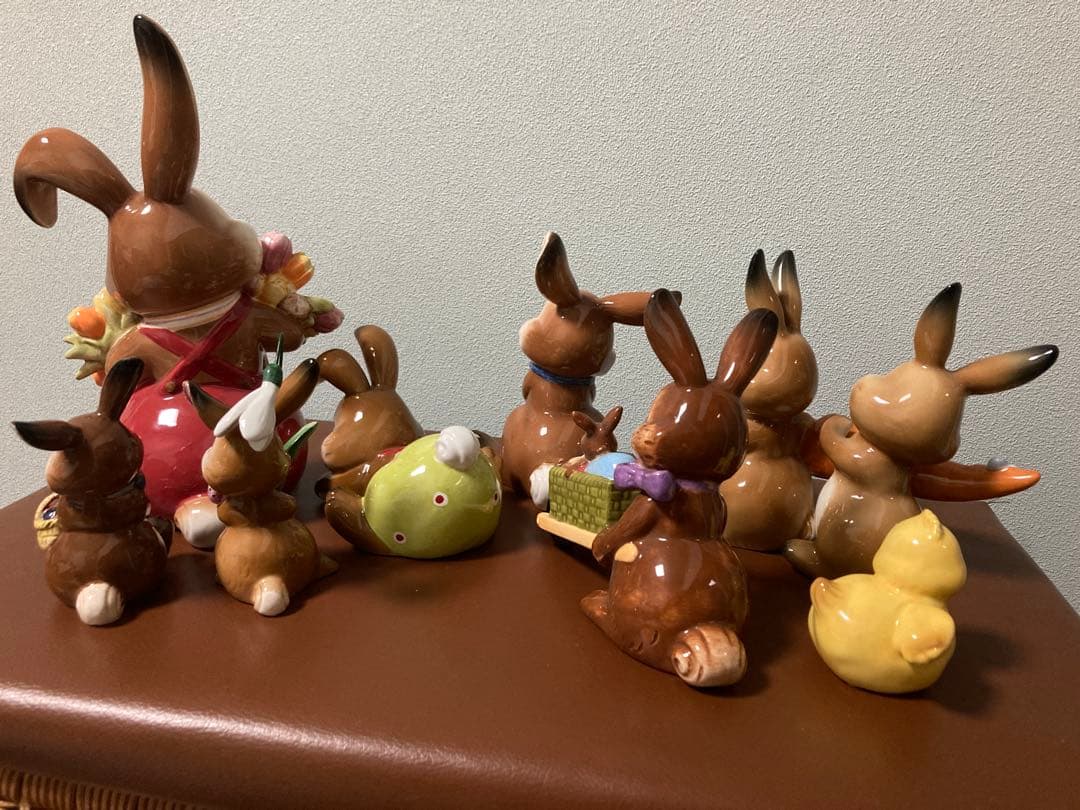 春のウサギ陶器フィギュアセット