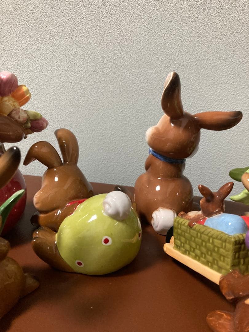 春のウサギ陶器フィギュアセット