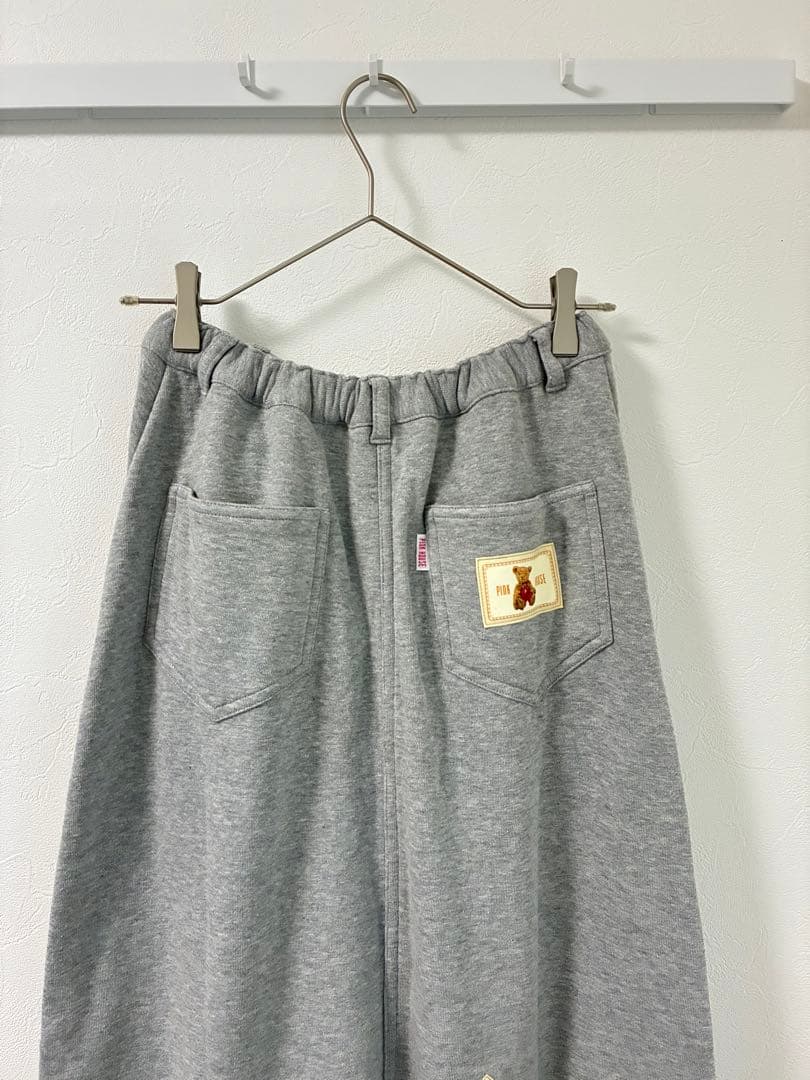 PINK HOUSE テディベア　ワッペン スウェット ロングスカート　グレー