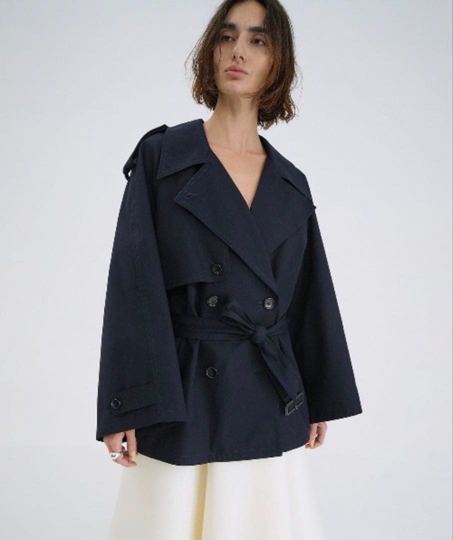 CLANE OVER SHORT TRENCH COAT ネイビー サイズ2